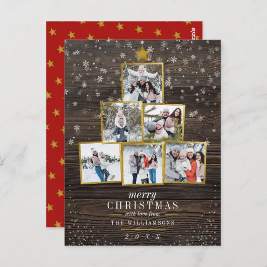 Aangepaste gouden fotostructuur | Kerst van de leg Briefkaart (Voorkant / Achterkant)