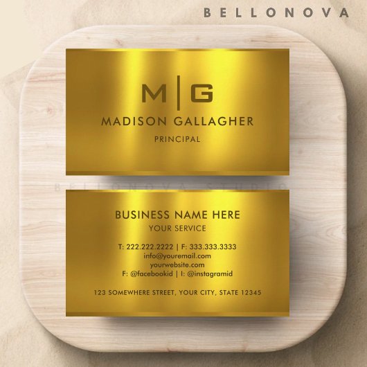 Aangepaste Gouden Geel Metaal Professioneel Visitekaartje