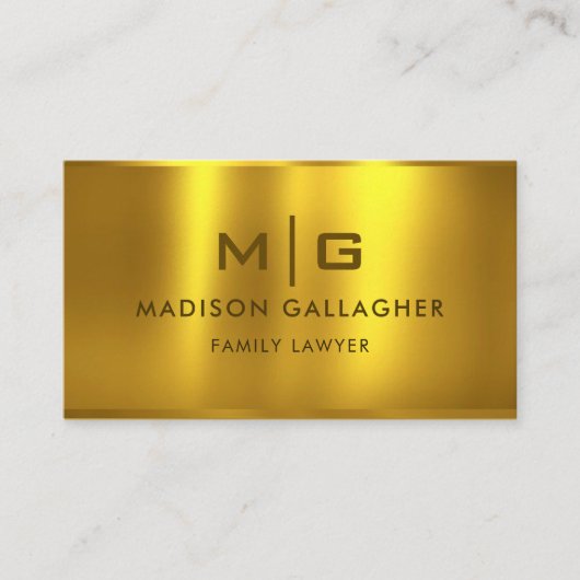 Aangepaste Gouden Geel Metaal Professioneel Visitekaartje (Voorkant)