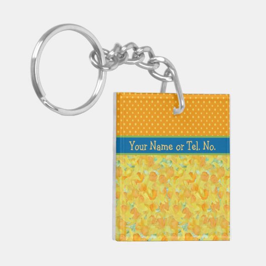 Aangepaste Gouden Gele Daffodils Sleutelhanger (Voorkant Links)