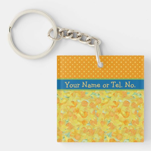 Aangepaste Gouden Gele Daffodils Sleutelhanger (Voorkant)