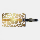 Aangepaste gouden Giraffe Lampart Skin Luggable Bagagelabel (Achterkant horizontaal)