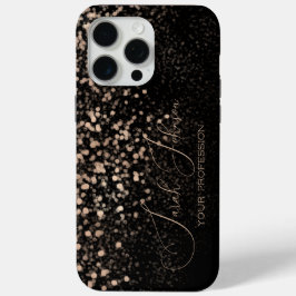 Aangepaste Gouden Glitter Middennacht Zwart iPhone 15 Pro Max Hoesje