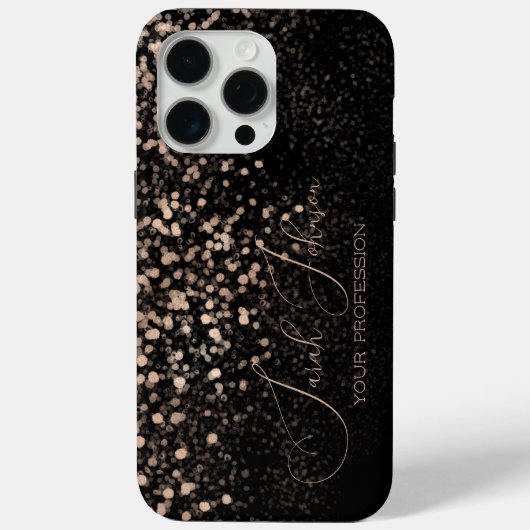 Aangepaste Gouden Glitter Middennacht Zwart Case-Mate iPhone Case (Achterkant)
