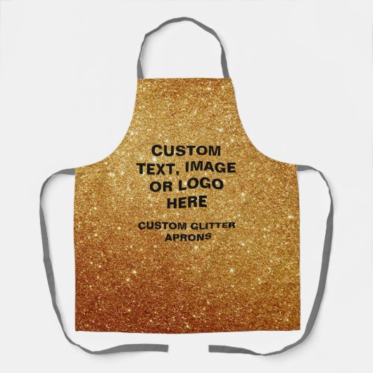 Aangepaste Gouden Glitter Schort - Ontwerp uw eige (Voorkant)