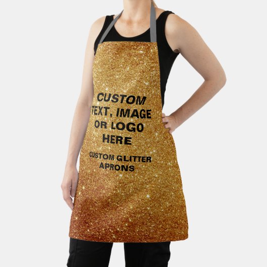 Aangepaste Gouden Glitter Schort - Ontwerp uw eige (Insitu)