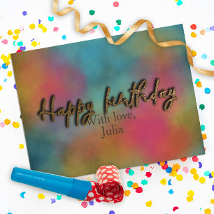 Aangepaste gouden glitter trendy script Gelukkig V Briefkaart