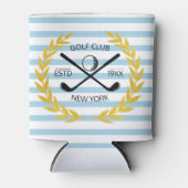 Aangepaste gouden golfclub Minimale zomerStripes Blikjeskoeler (Voorkant)