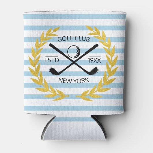 Aangepaste gouden golfclub Minimale zomerStripes Blikjeskoeler (Voorkant)