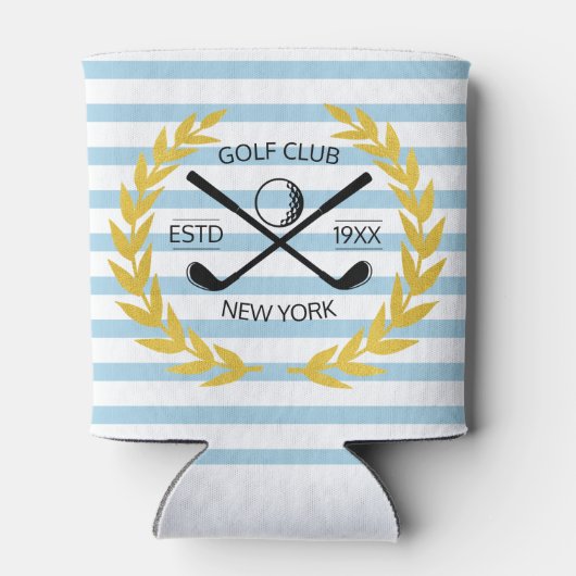 Aangepaste gouden golfclub Minimale zomerStripes Blikjeskoeler (Achterkant)