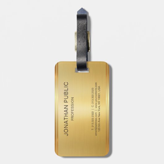 Aangepaste gouden handgeschreven webgrammatica Tre Bagagelabel (Achterkant verticaal)