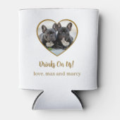 Aangepaste Gouden Hart Foto Hond bruiloft Blikjeskoeler (Voorkant)