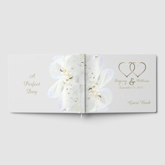 Aangepaste gouden harten parels en oorkonde gastenboek (Volledig)
