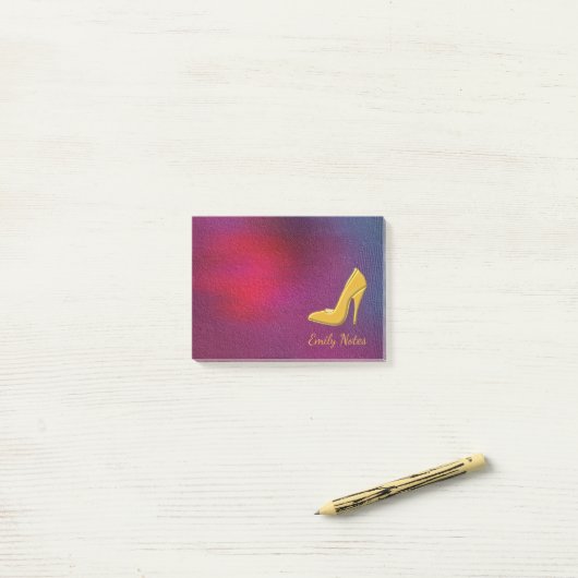 Aangepaste gouden hiel post-it® notes (Op bureau)