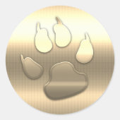 Aangepaste Gouden Hond Poot Ronde Sticker (Voorkant)