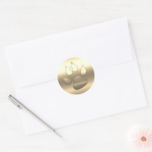Aangepaste Gouden Hondenpoot Ronde Sticker (Envelop)
