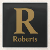 Aangepaste gouden Initiaal / voornaam / familienaa Glazen Onderzetter (Voorkant)