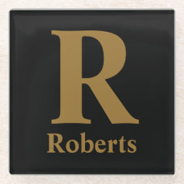 Aangepaste gouden Initiaal / voornaam / familienaa Glazen Onderzetter