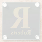 Aangepaste gouden Initiaal / voornaam / familienaa Glazen Onderzetter (Achterkant)