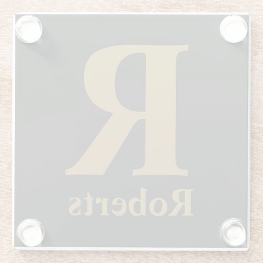 Aangepaste gouden Initiaal / voornaam / familienaa Glazen Onderzetter (Achterkant)