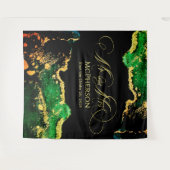 Aangepaste gouden kalligrafie groene zwarte huweli wandkleed (Voorkant (horizontaal))