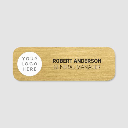 Aangepaste Gouden Kantoor Naam Tag met Logo (Voorkant)