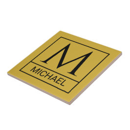 Aangepaste gouden keramische tegel met initiaal en tegeltje