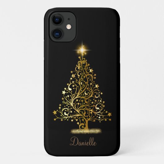 Aangepaste gouden kerstboom Case-Mate iPhone case (Achterkant)