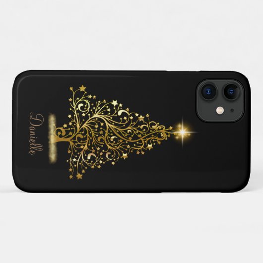 Aangepaste gouden kerstboom Case-Mate iPhone case (Achterkant (horizontaal))