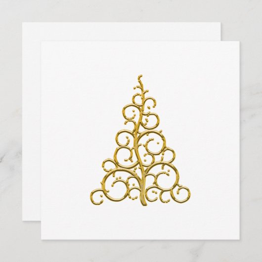 Aangepaste Gouden Kerstboom Feestdagenkaart (Voorkant / Achterkant)