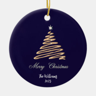 Aangepaste gouden kerstboom keramisch ornament