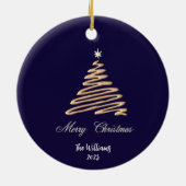 Aangepaste gouden kerstboom keramisch ornament (Achterkant)