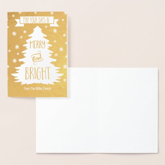 Aangepaste gouden kerstboom vrolijk en helder folie kaarten (Display)
