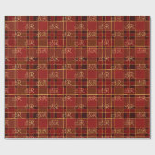 Aangepaste gouden kerstcadeaus voor Monogram rood Cadeaupapier (Vlak)