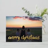 Aangepaste gouden kerstfeestelijke foto folie feestdagenkaart (Staand Voorkant)