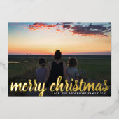 Aangepaste gouden kerstfeestelijke foto folie feestdagenkaart (Voorkant)