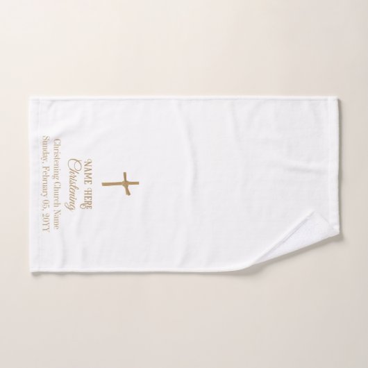 Aangepaste Gouden Kruis Religieuze doop, Doop Bad Handdoek (Handdoek)