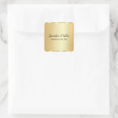 Aangepaste gouden legante scriptglamoureuze Sjablo Vierkante Sticker (Tas)