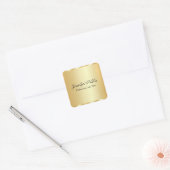 Aangepaste gouden legante scriptglamoureuze Sjablo Vierkante Sticker (Envelop)