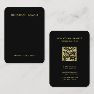 Aangepaste Gouden Lettertype QR Code Zwart Premium Visitekaartje