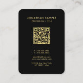 Aangepaste Gouden Lettertype QR Code Zwart Premium Visitekaartje (Achterkant)