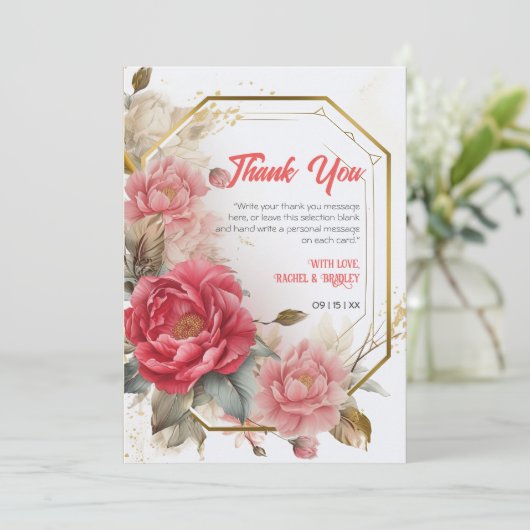 Aangepaste gouden Lijsten bruiloft Waterverf Bedankkaart (Staand voorkant)