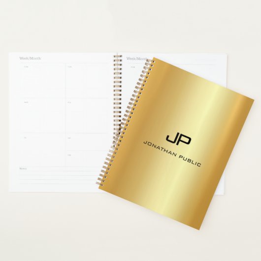 Aangepaste gouden look Glamoureus Monogram Sjabloo Planner (Display)