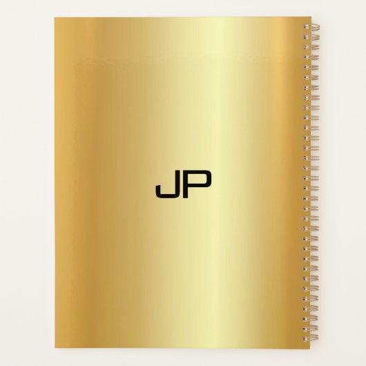 Aangepaste gouden look Glamoureus Monogram Sjabloo Planner (Achterkant)