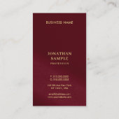 Aangepaste gouden look Tekst Bourgogne Sjabloon Ve Visitekaartje (Achterkant)