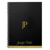 Aangepaste gouden look Tekst Moderne Monogram Sjab Notitieboek (Voorkant)
