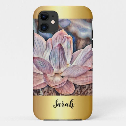Aangepaste gouden met Lotus Flower Case-Mate iPhone Case (Achterkant)