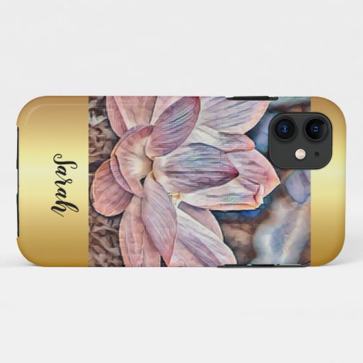 Aangepaste gouden met Lotus Flower Case-Mate iPhone Case (Achterkant (horizontaal))