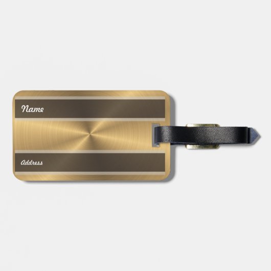 Aangepaste gouden metalen radiale textuur bagagelabel (Achterkant horizontaal)
