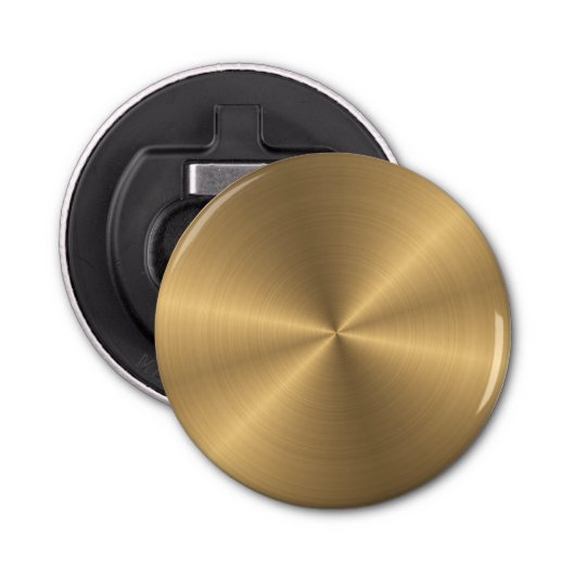 Aangepaste gouden metalen radiale textuur button flesopener (Voorkant)